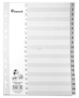 Przekładki do segregatora PP Titanum A4 20 kartek indeks numeryczny (IN20)