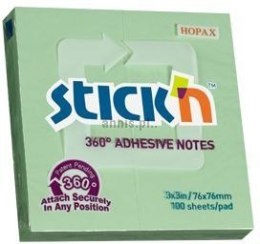 Notes samoprzylepny Stick'n 360 stopni zielony 100k [mm:] 76x76 (21552)