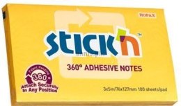 Notes samoprzylepny Stick'n 360 stopni żółty ciemny 100k [mm:] 76x127 (21555)