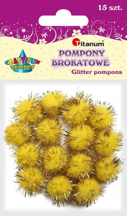 Pompony Titanum Craft-Fun Series brokatowe żółte 15 szt (338545)