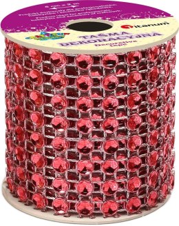 Taśma ozdobna Titanum Craft-Fun Series z kryształkami 50mm czerwona 2m (PJ512)