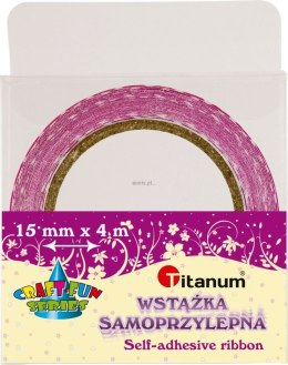 Taśma ozdobna Titanum Craft-Fun Series tekstylna samoprzylepna w kropki 15mm różowa 4m