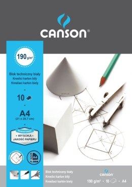 Blok techniczny Canson A4 biały 190g 10k [mm:] 210x297 (400015145)