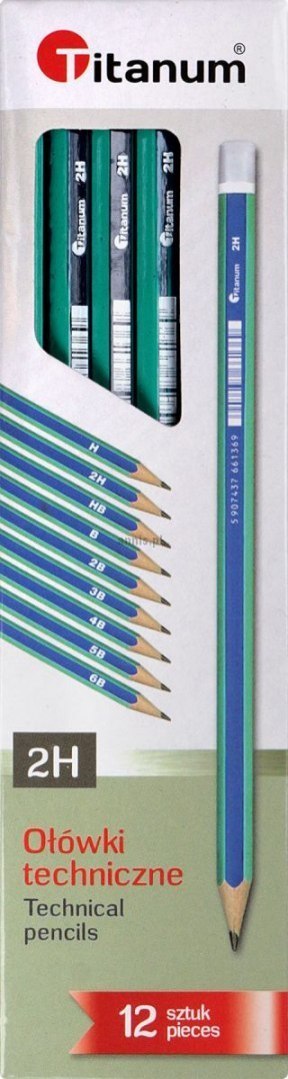 Ołówek Titanum bez gumki 2H 2H (AS034B)