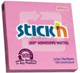 Notes samoprzylepny Stick'n 360 stopni różowy 100k [mm:] 76x76 (21554)