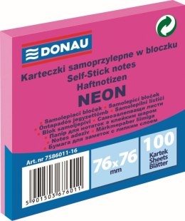 Notes samoprzylepny Donau Neon różowy 100k [mm:] 76x76 (7586011-16)