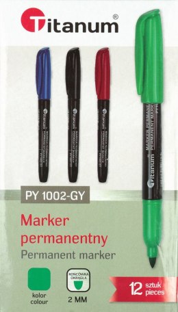 Marker permanentny Titanum, zielony 2,0mm okrągła końcówka (PY1002-GY)