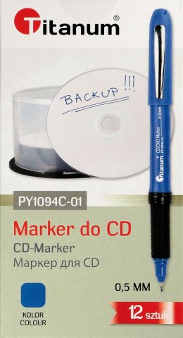 Marker do cd Titanum, niebieski 0,5mm (PY1094C-01)